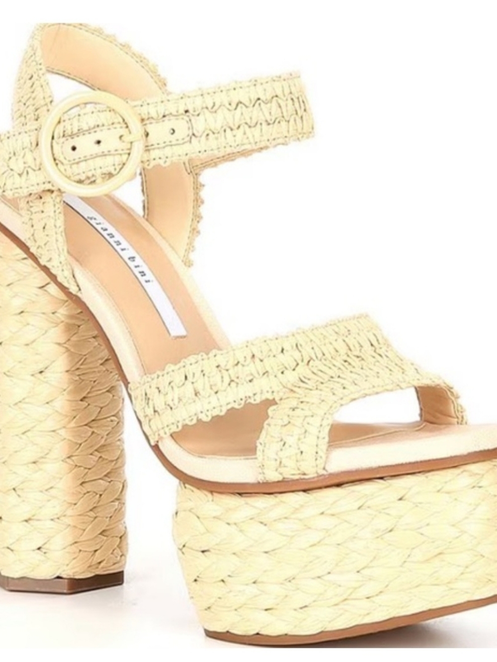 Gianni Bini Cream Braided Platform Block Sandal